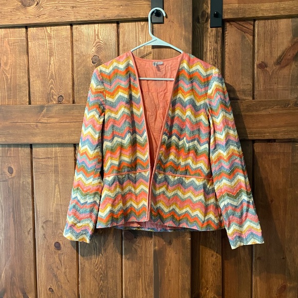 Anthropologie Blank London Metallic Chevron Jacket Blazer - Picture 4 of 9